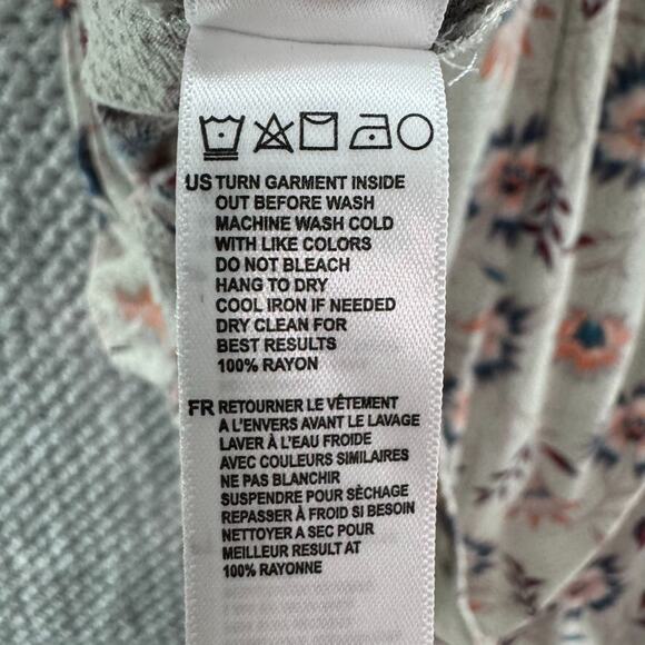 Amuse Society Dress XS Gray Floral Midi Halter A-Line Adjustable Strap Key Hole - Picture 13 of 13